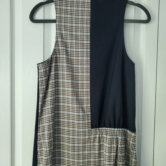 Tibi Sana Check Colorblock Shift Dress 2 Asymmetric Modern Lagenlook Deconstruct - Picture 13 of 15